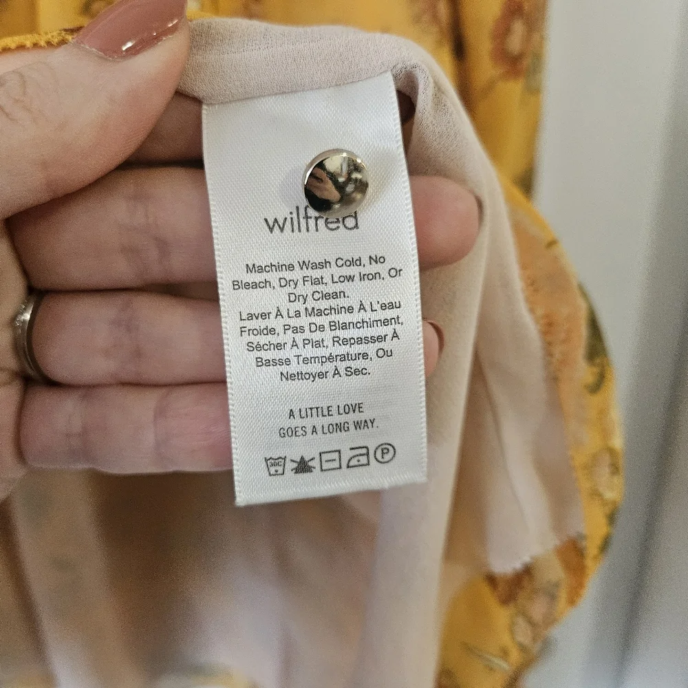 Aritzia Wilfred Lourdes Floral Yellow Blouse‎ Size Small - Picture 7 of 9